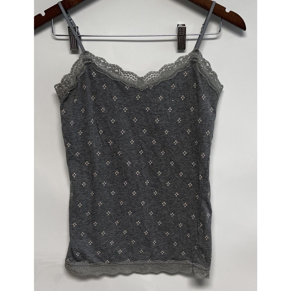 VTG Y2K Aeropostale Cami Women Medium Lace Trim Romantic Coquette Polka Dots